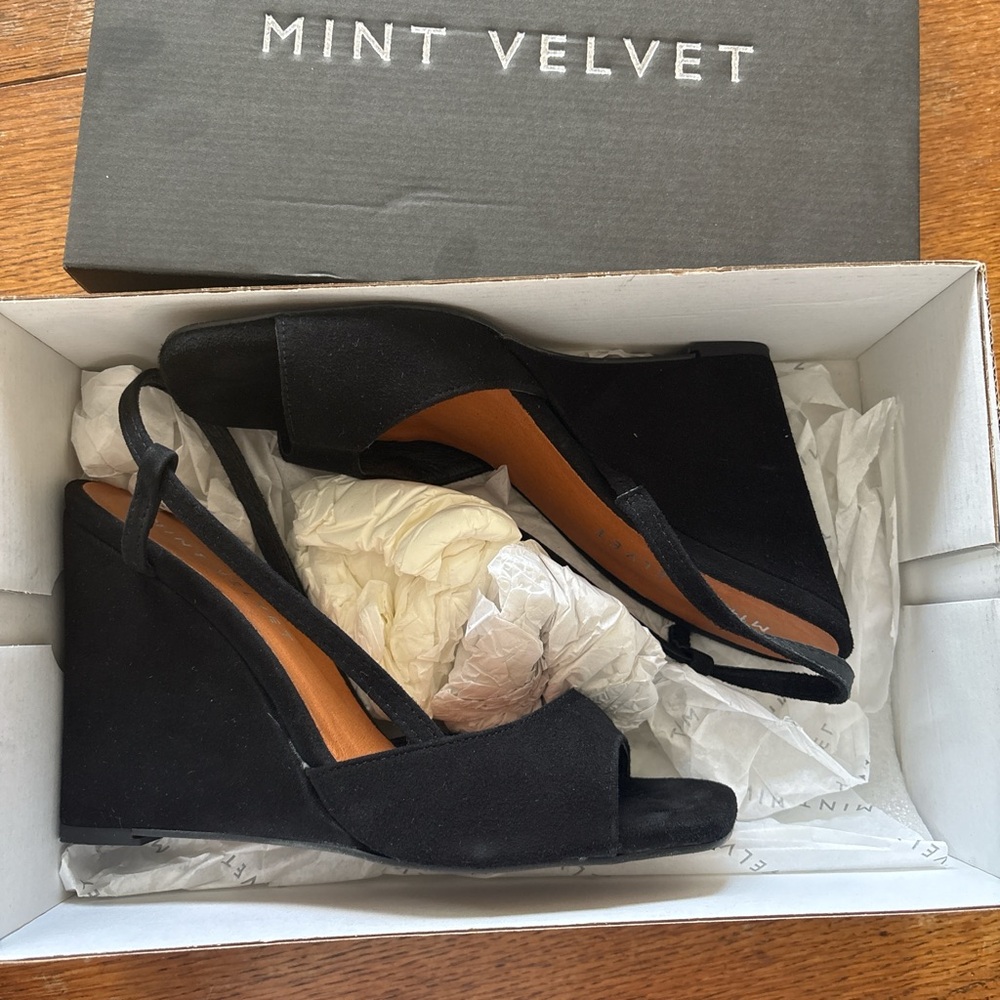 Black Wedge Sandals